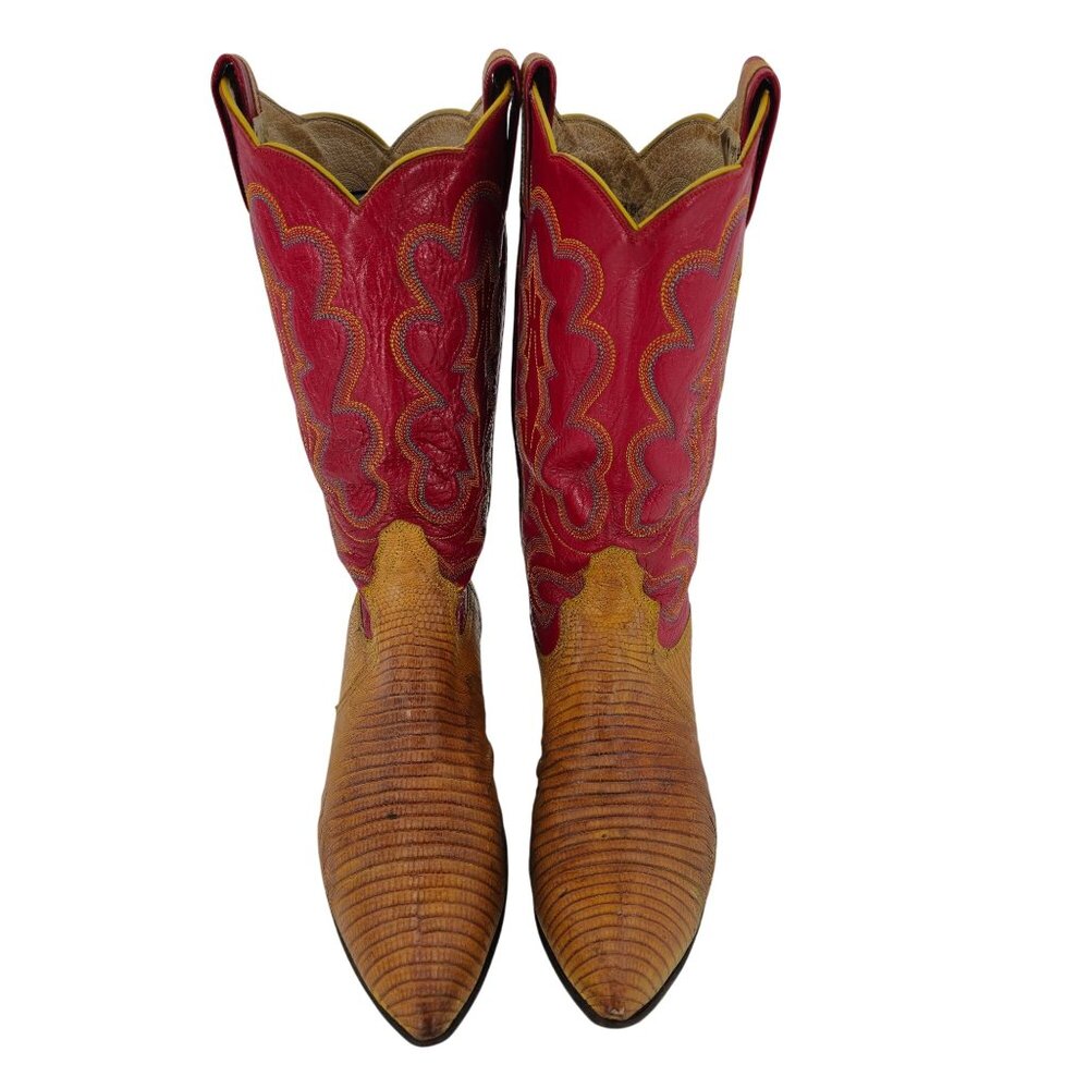Stunning Womens 8C Smiths Aspen Honey Brown Lizard Cowboy Western Boots Exotic - Picture 5 of 16